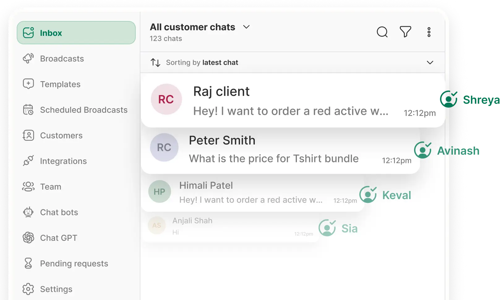 WhatsApp chatbot builder interface